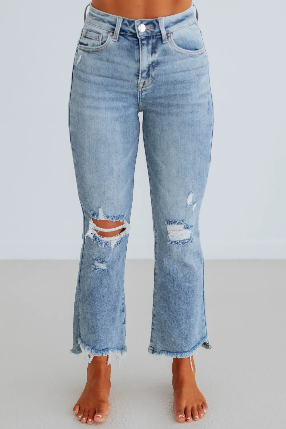 Women's High Rise Straight Leg Flared Leg Jeans