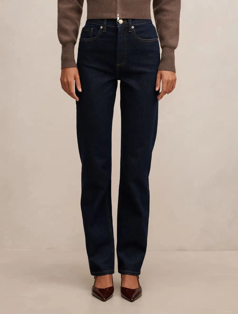 Dark Wash High-Rise Slim Leg Jeans