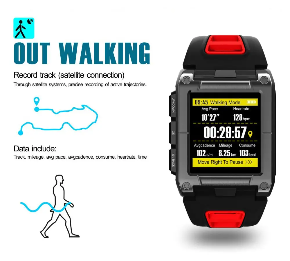 GPS Clock Compass Smart Wrist Watch