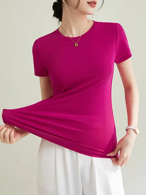 Short Sleeve Slim Fit Round Neck T-Shirt