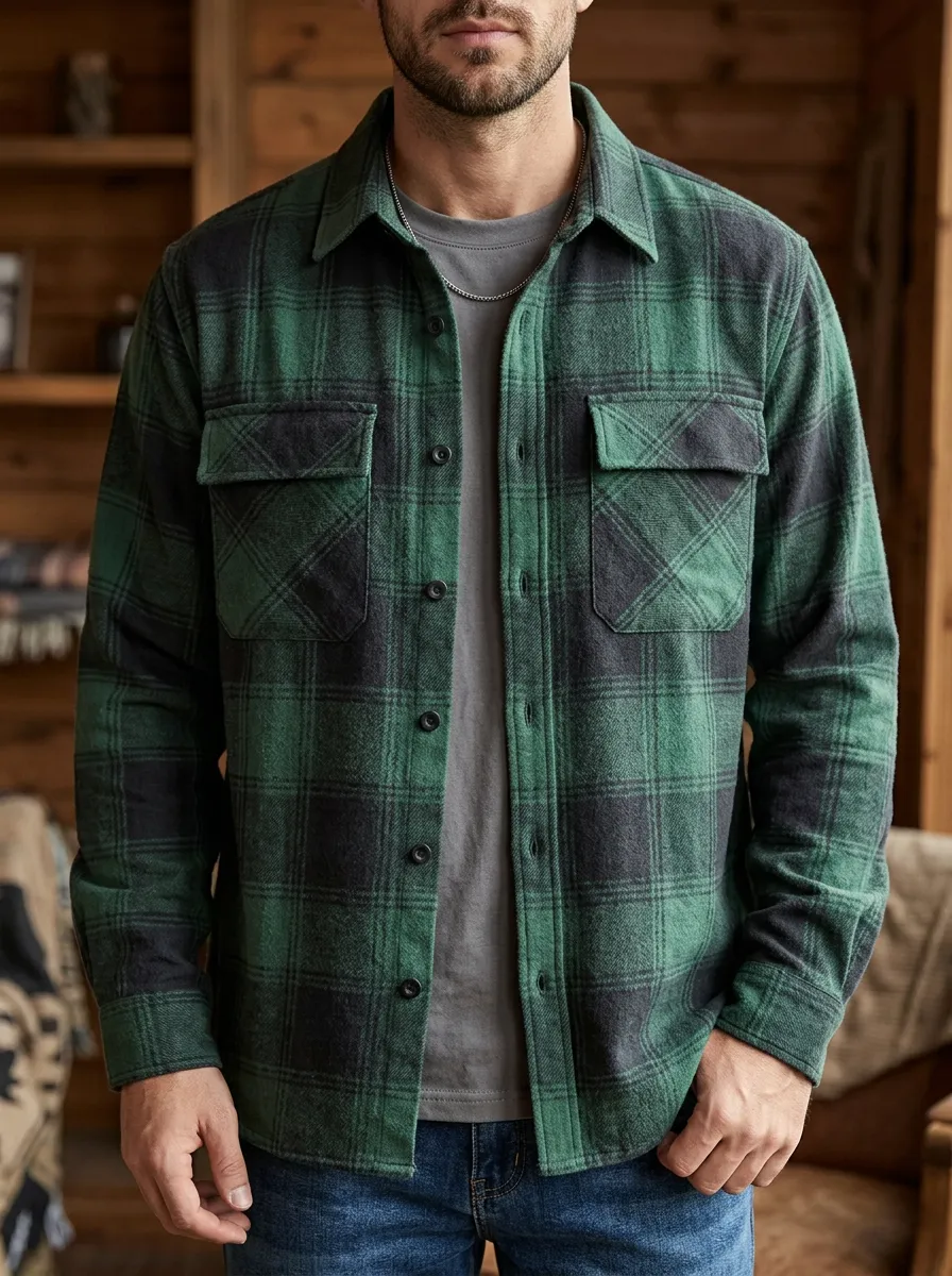 Forest Patch Pocket Twin Pocket Plaid Shirt