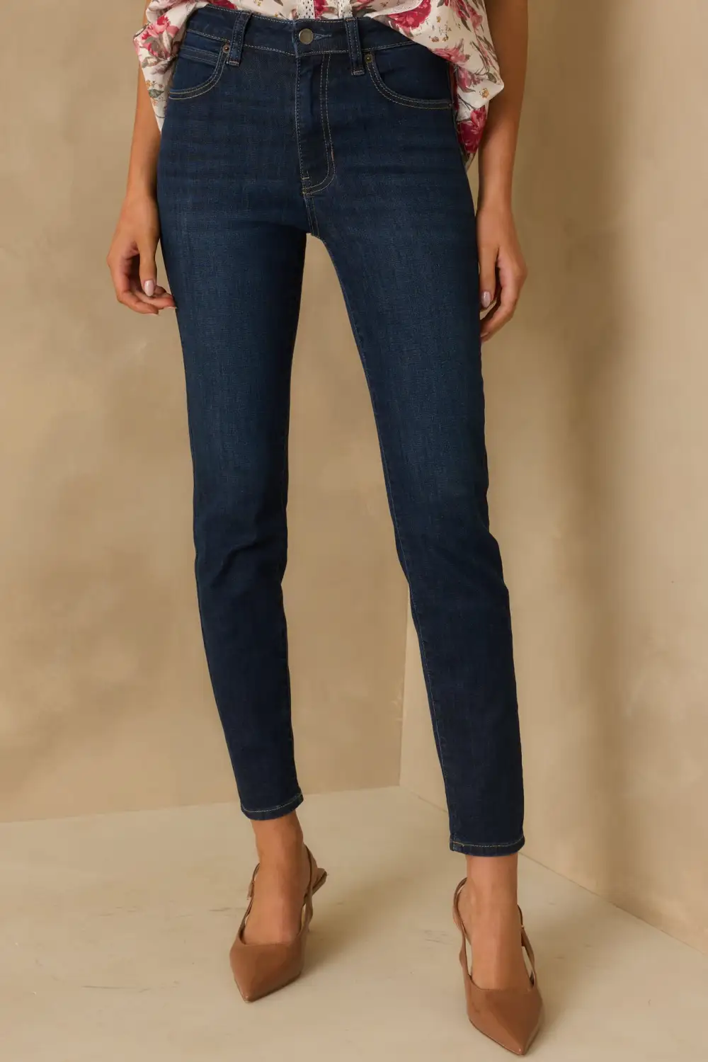 Stated Dark Wash High Waisted Skinny Jeans