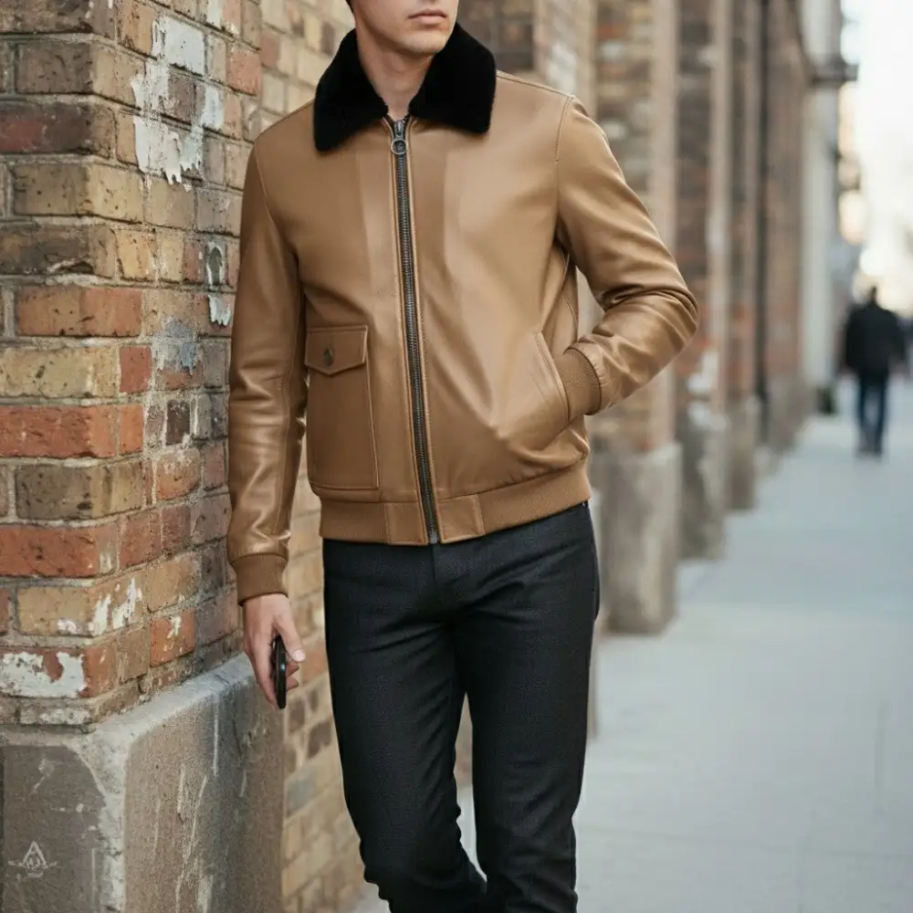 Leather Bomber Flight Jacket