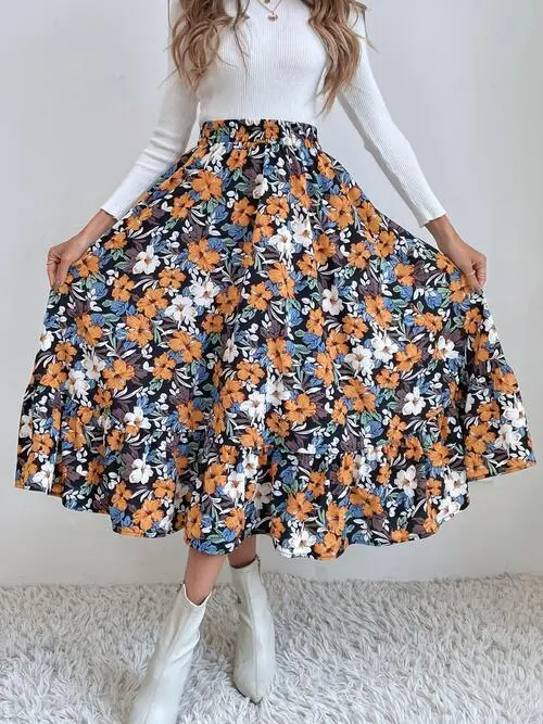Ruffled Midi Skirt