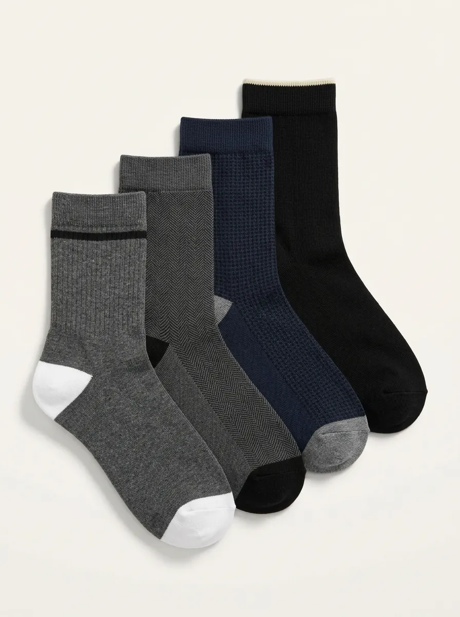Relaxed Crew Patterned Collection Men's Four Pair Socks