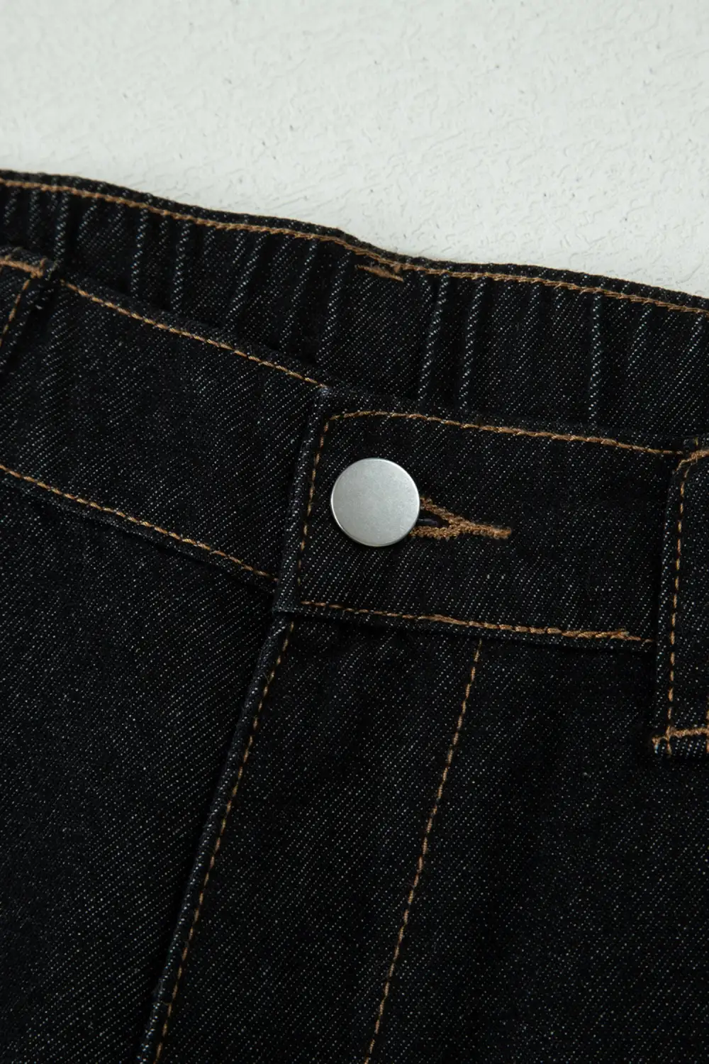 Embroidered High Waist Relaxed Fit Scalloped Denim Shorts