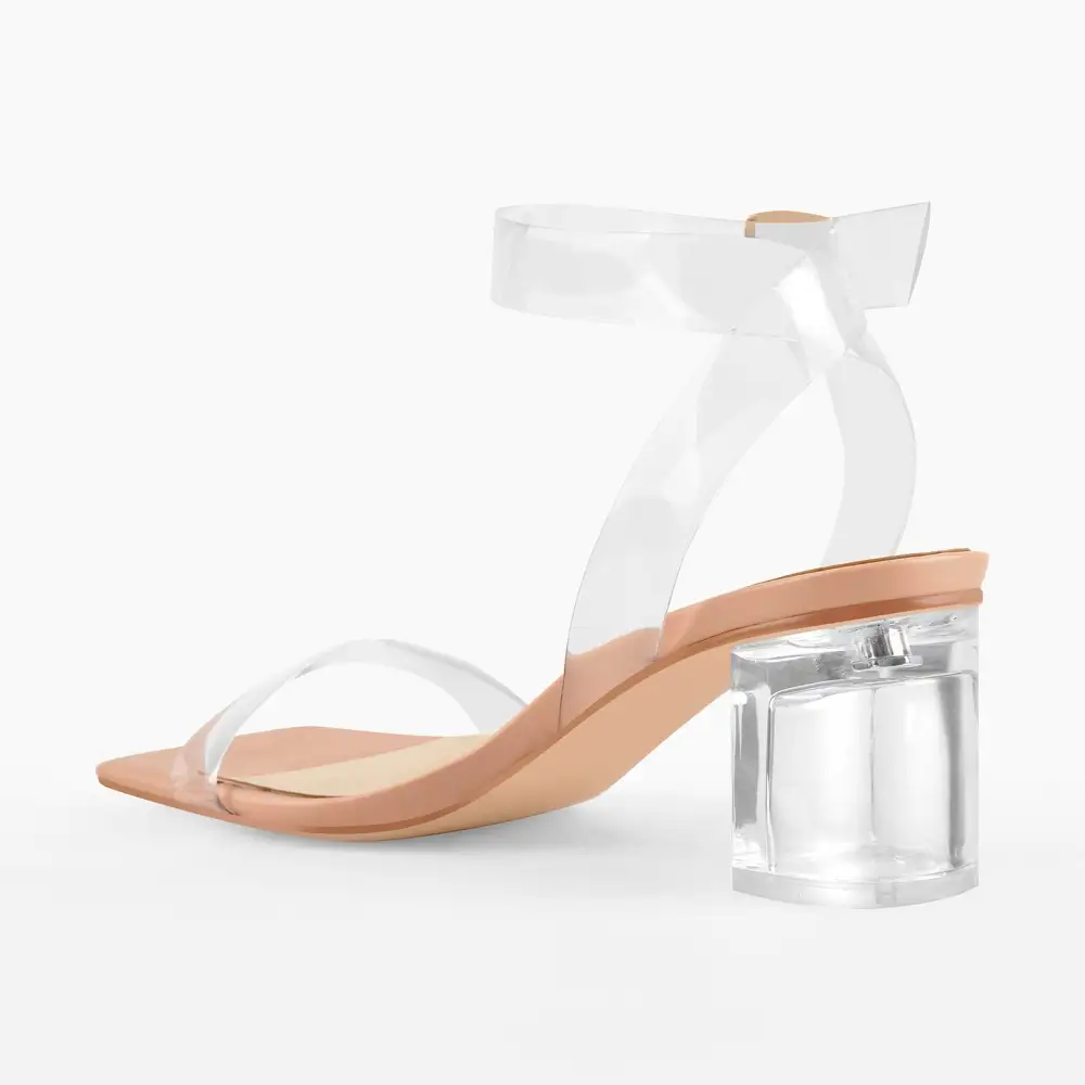 Clear Strap Transparent Chunky Heel Sandals