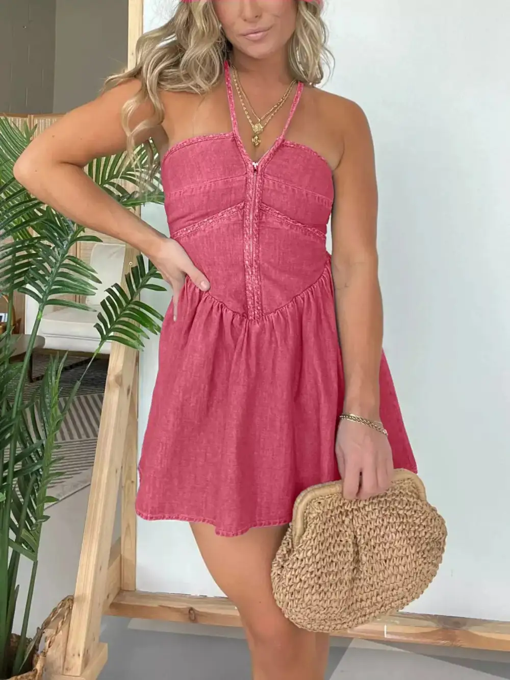 Structured Shape Denim Mini Dress