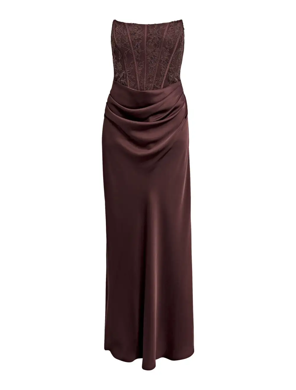 Burgundy Lace Corset Sleeveless Maxi Dress