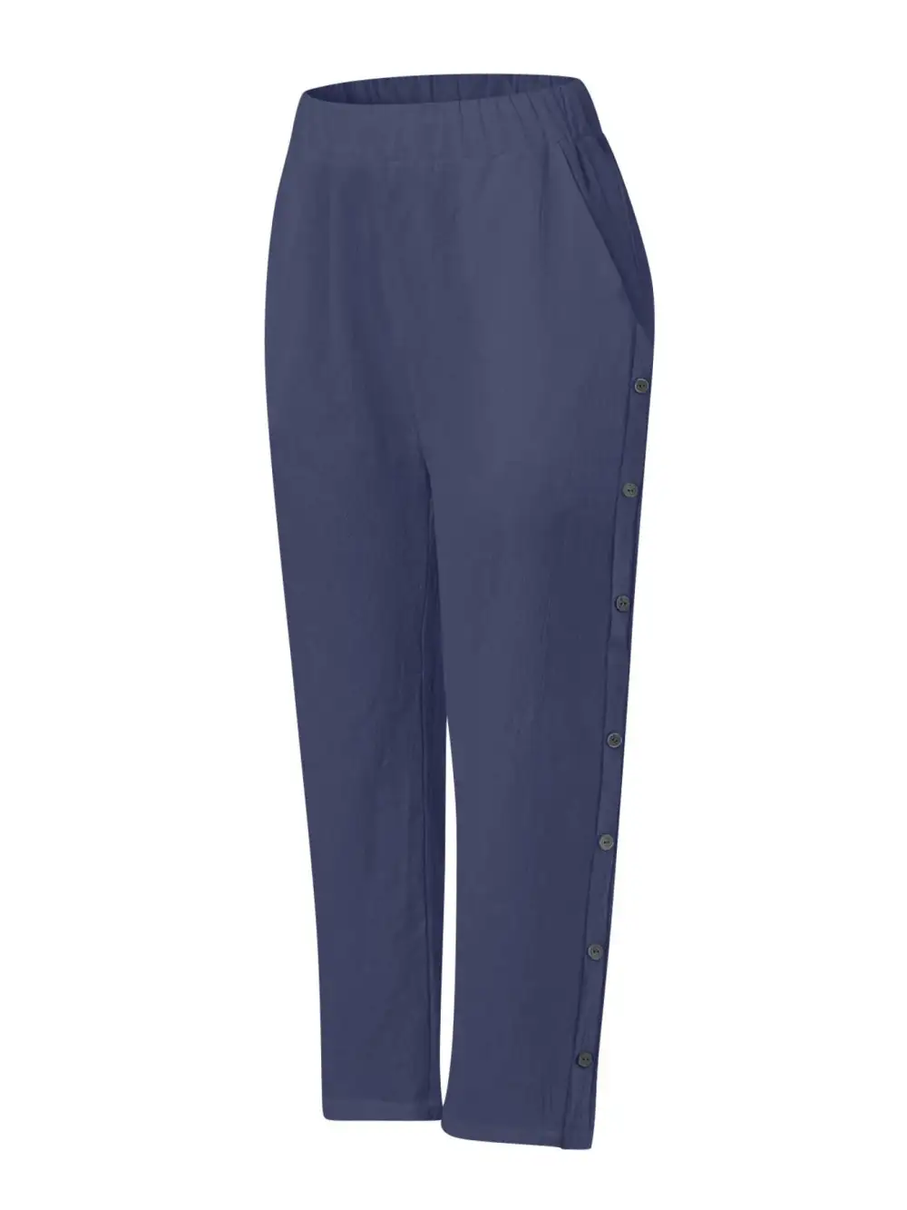 Wide Leg Button Detail Pocketed Pants