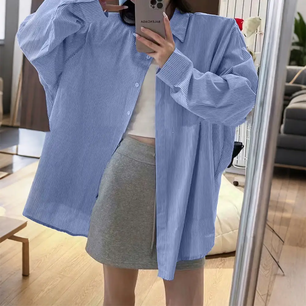 Graceful Daywear Striped Oversized Shirt