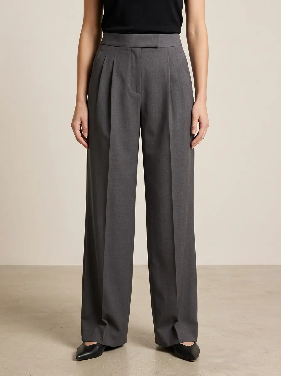 Everyday Refined Pleated High Rise Wide Leg Trousers