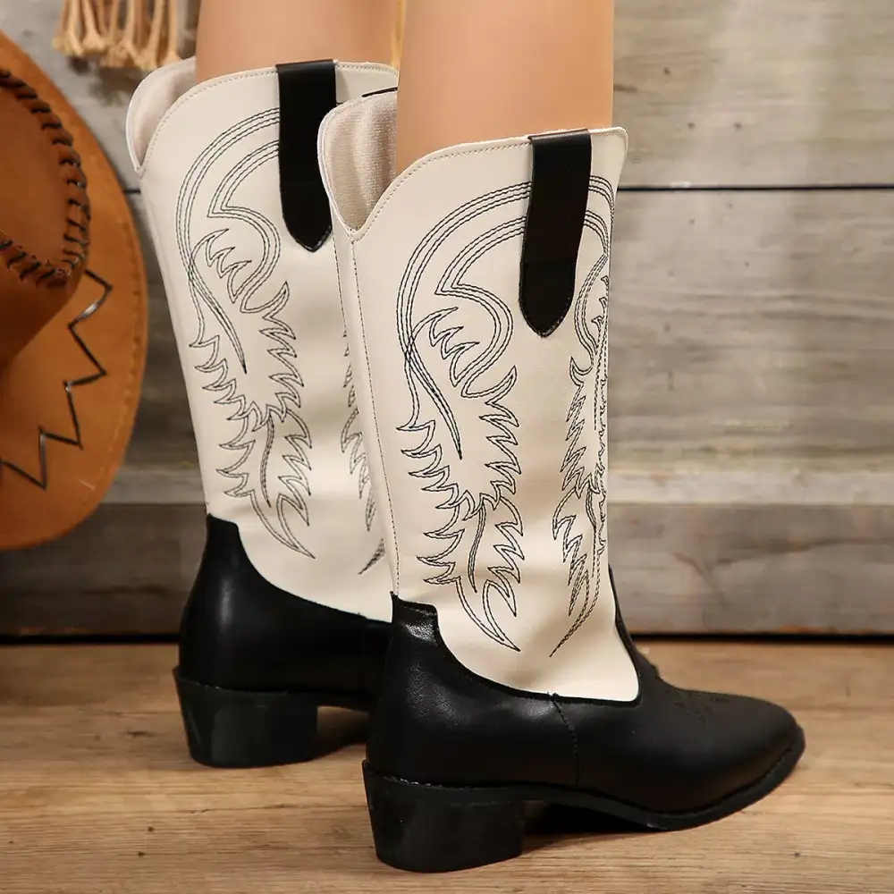 Minimal Pointed Toe Block Heel Boots