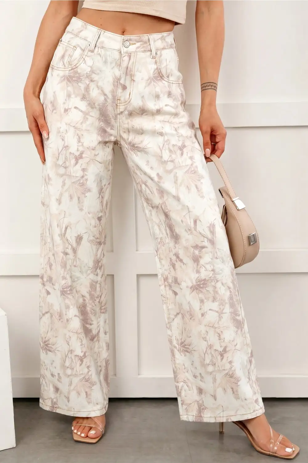 Women's Woodland Camo Tummy Control Denim Wide Leg Jeans