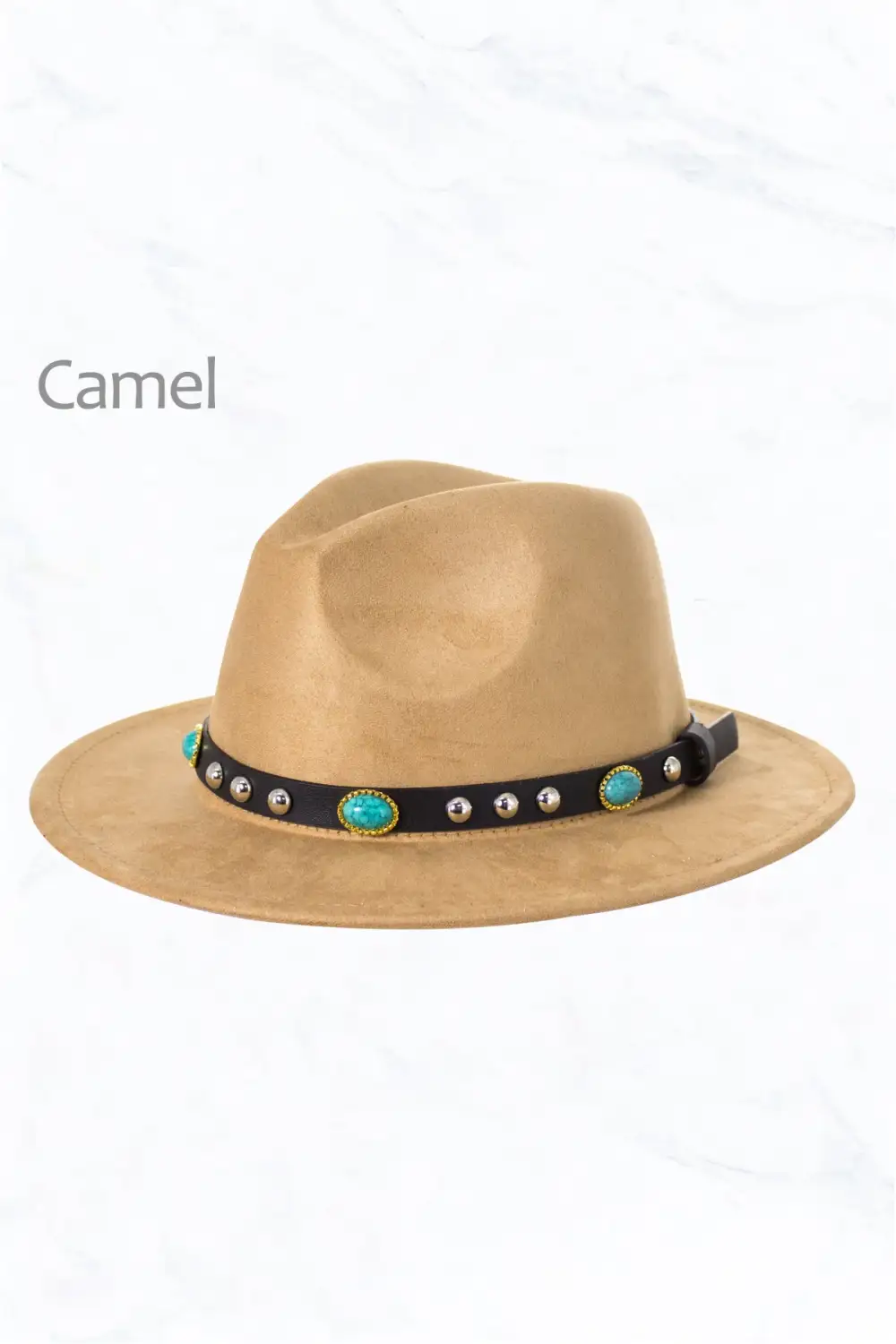 Suede Fedora Regular Peach Top with Turquoise Belt