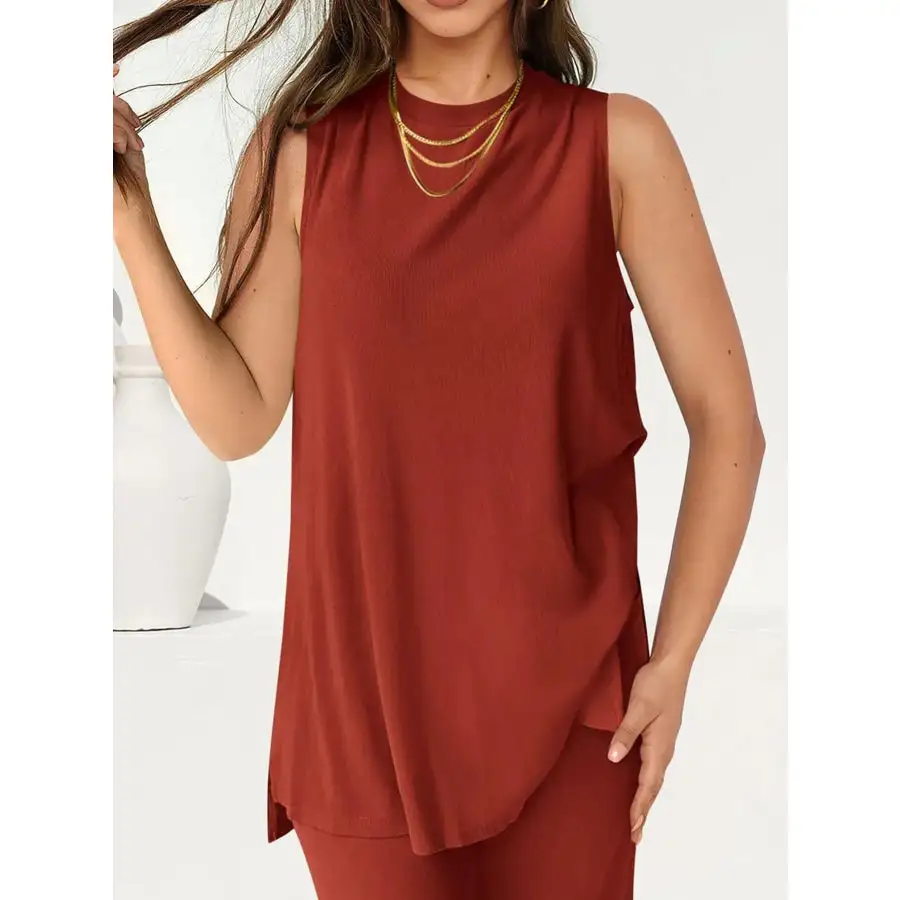 Round Neck Tank and Pants Set