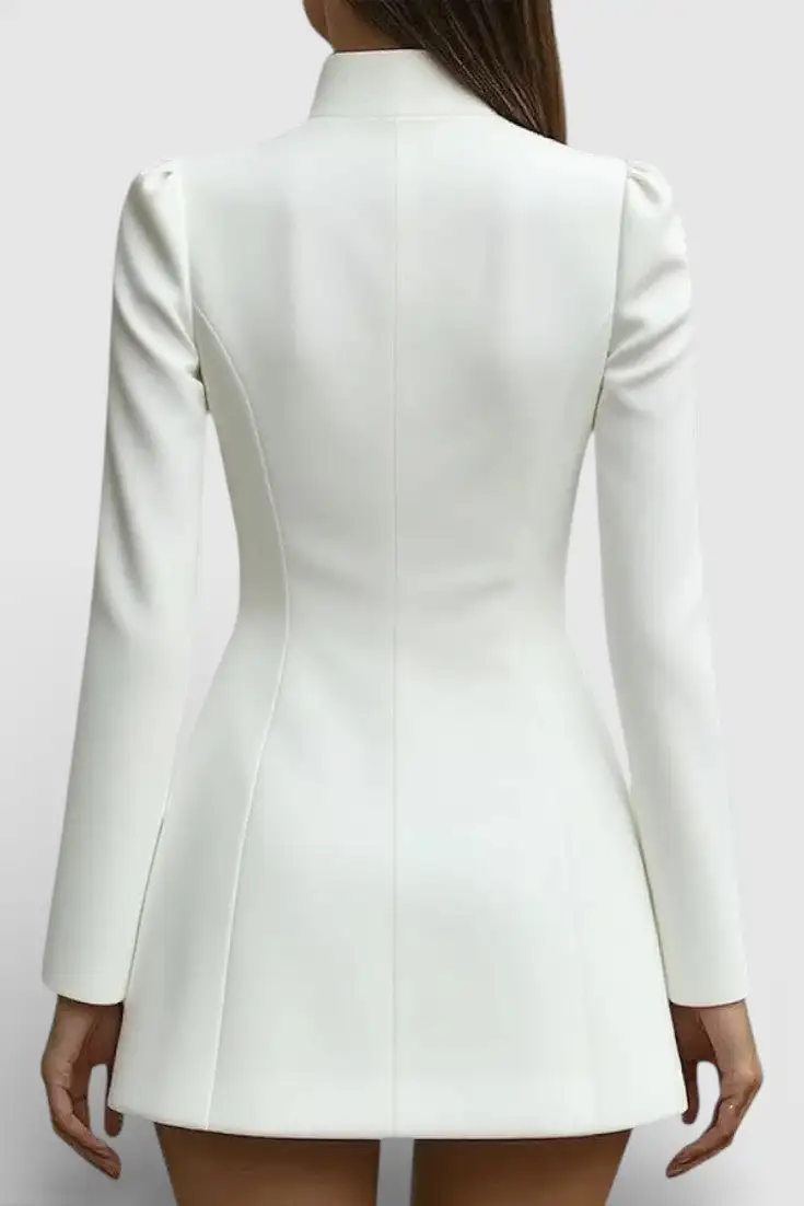 Blazer-Style High-Neck Mini Dress