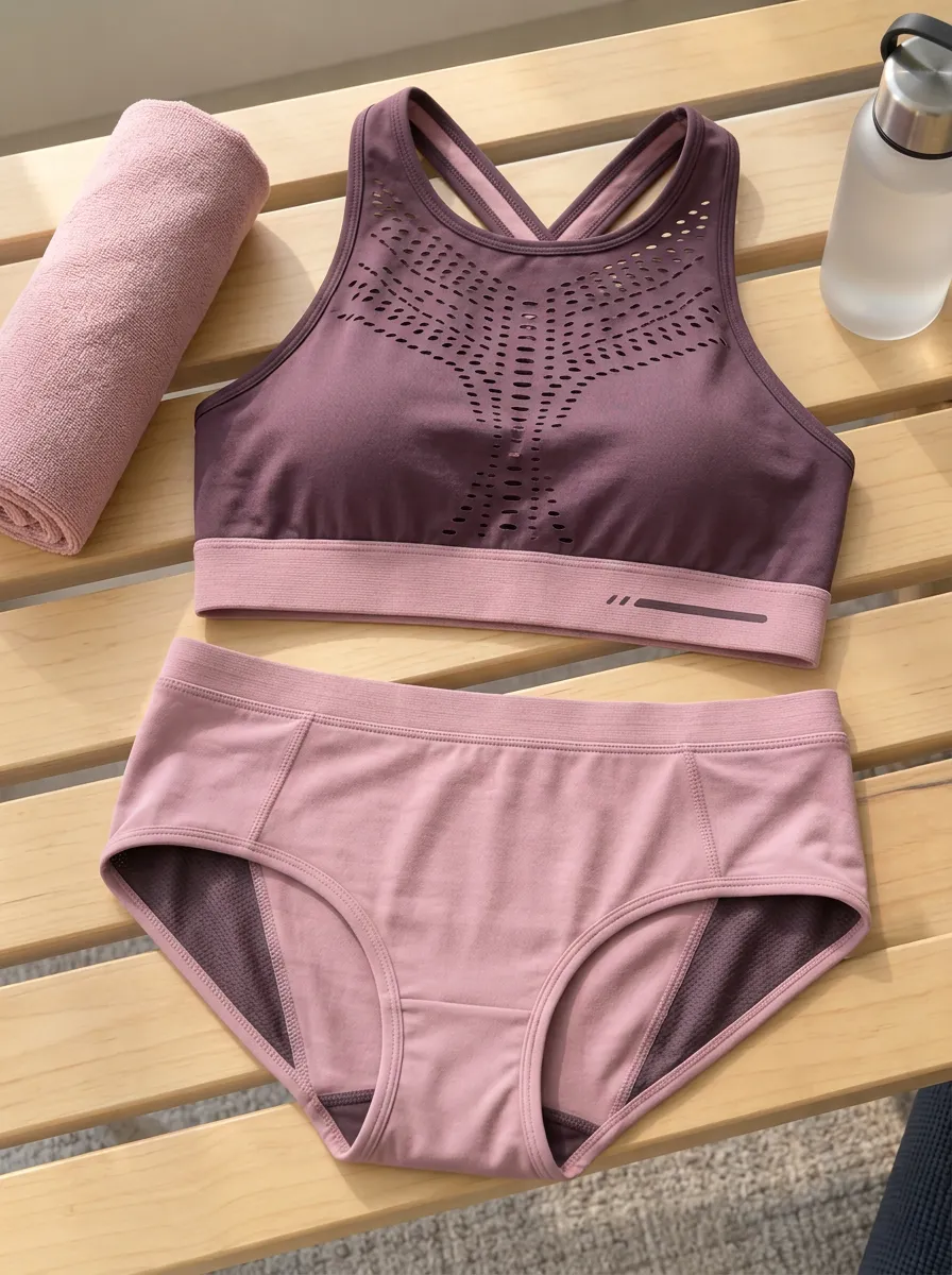 Women's Fitness Yoga Laser Cut Lingerie Set