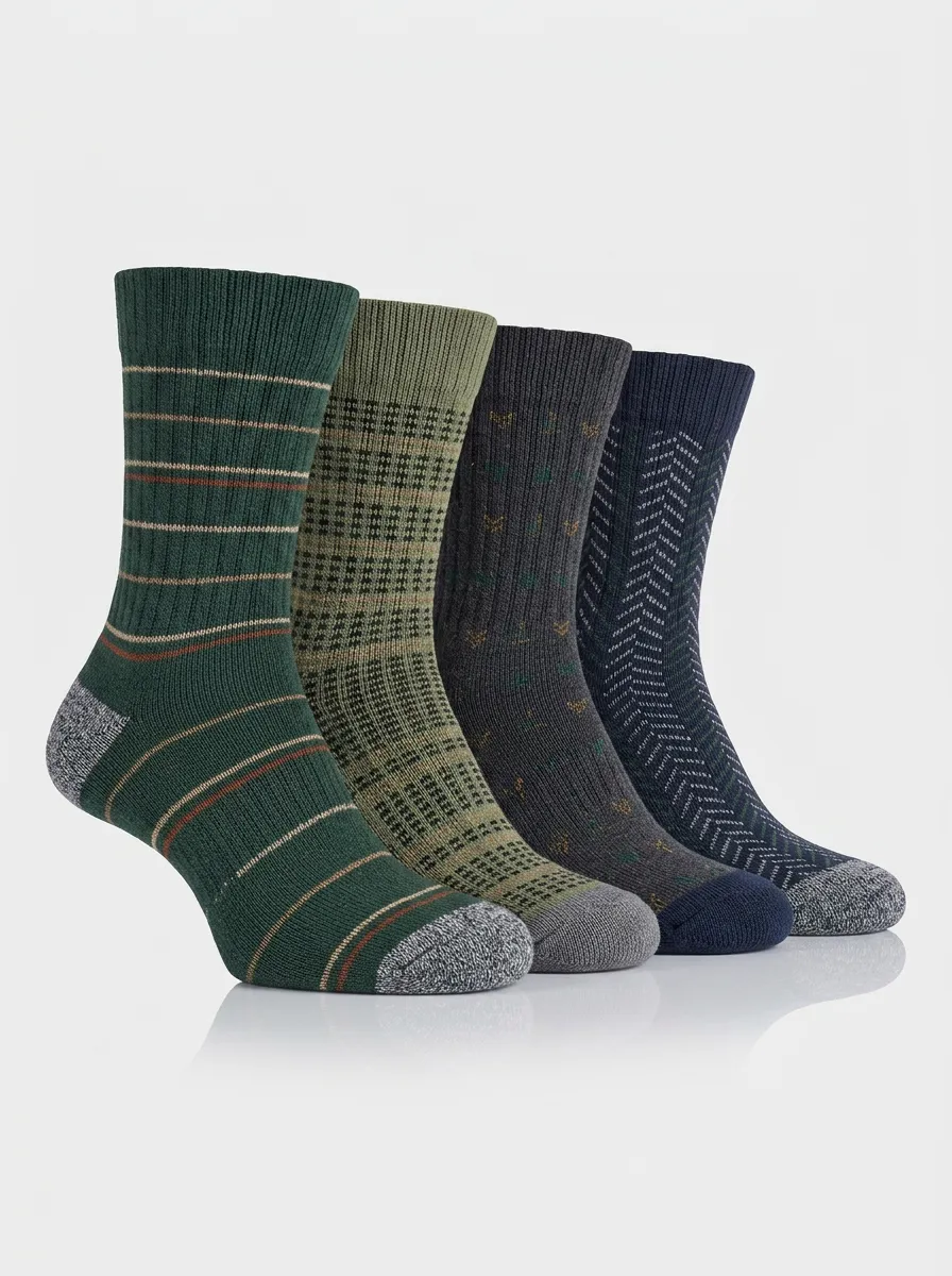 Travel-Ready Striped Vintage-Inspired Men's Four-Pair Long Socks
