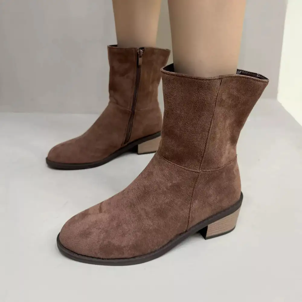 Round Toe Block Heel Ankle Boots