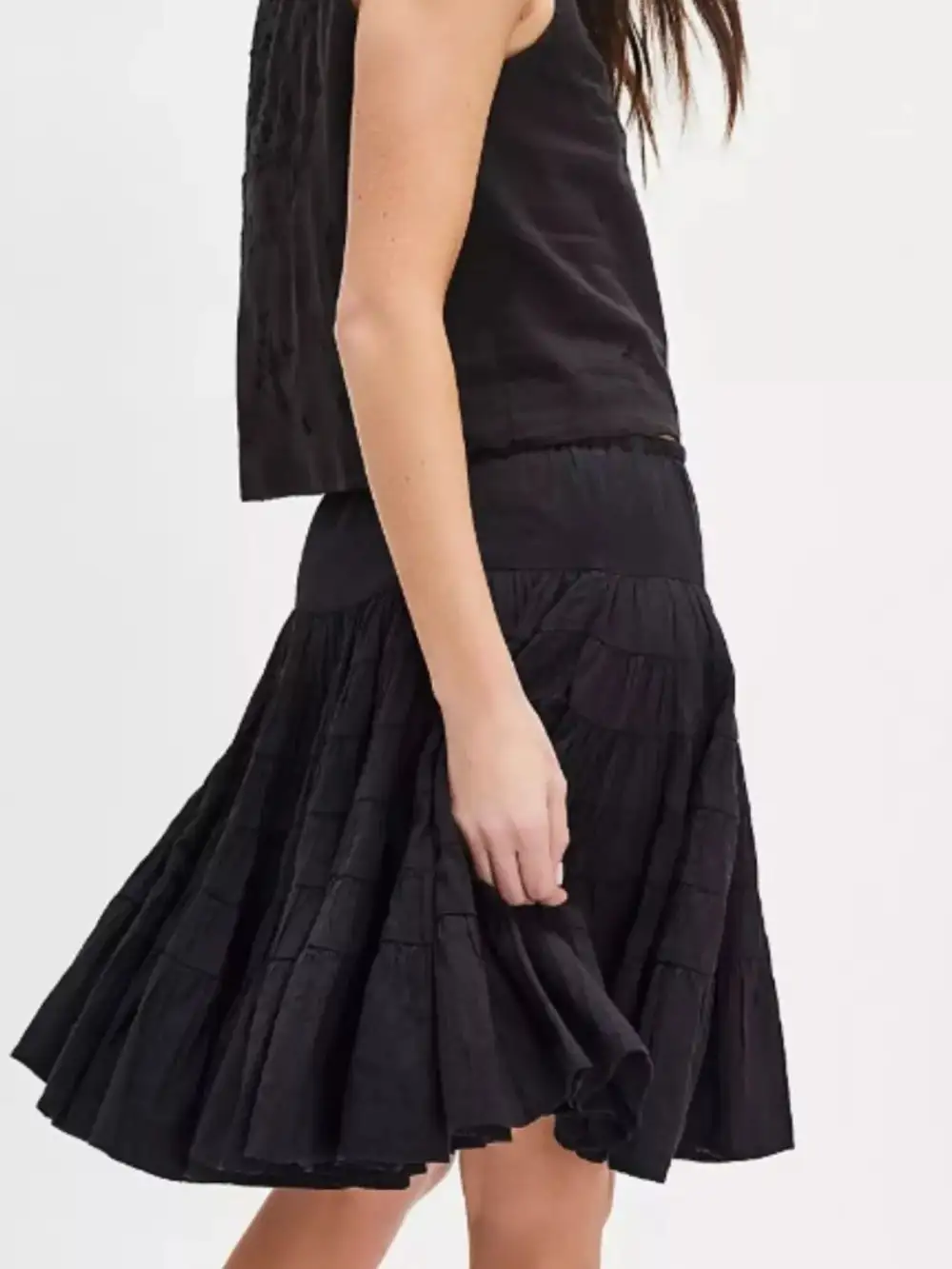 Smooth Drawstring Tiered Skirt