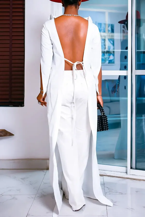 White Collared Sleeveless Pant Set
