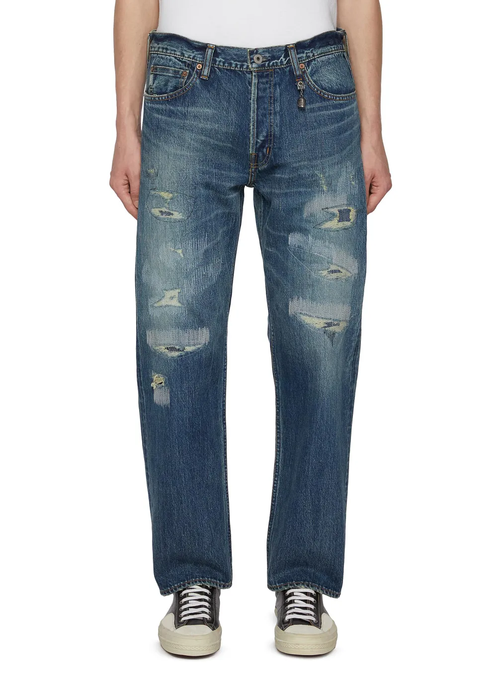 Simple Soft Straight-Cut Comfortable Blue Cottom Jeans