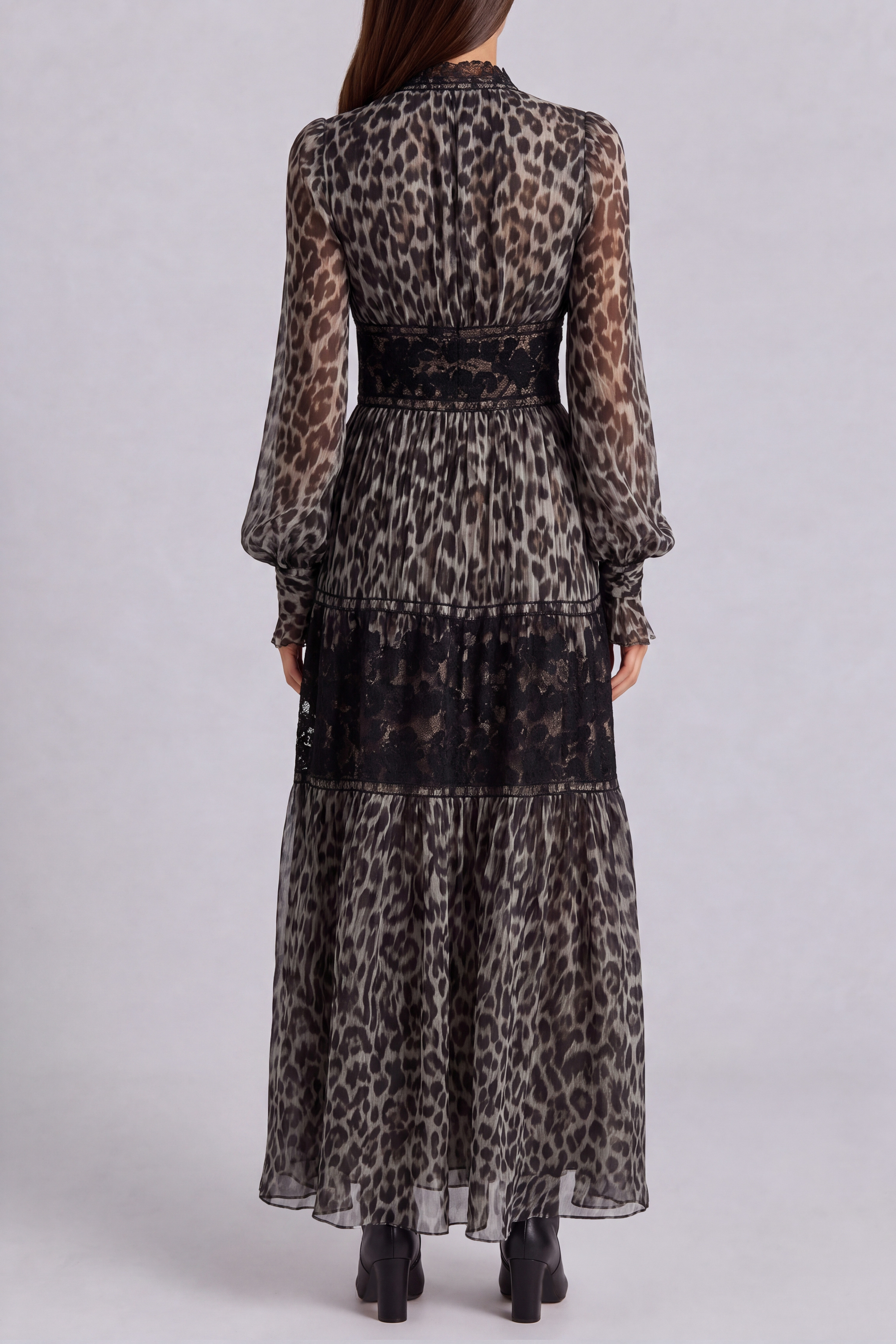 Lace Leopard Pattern Maxi Dress