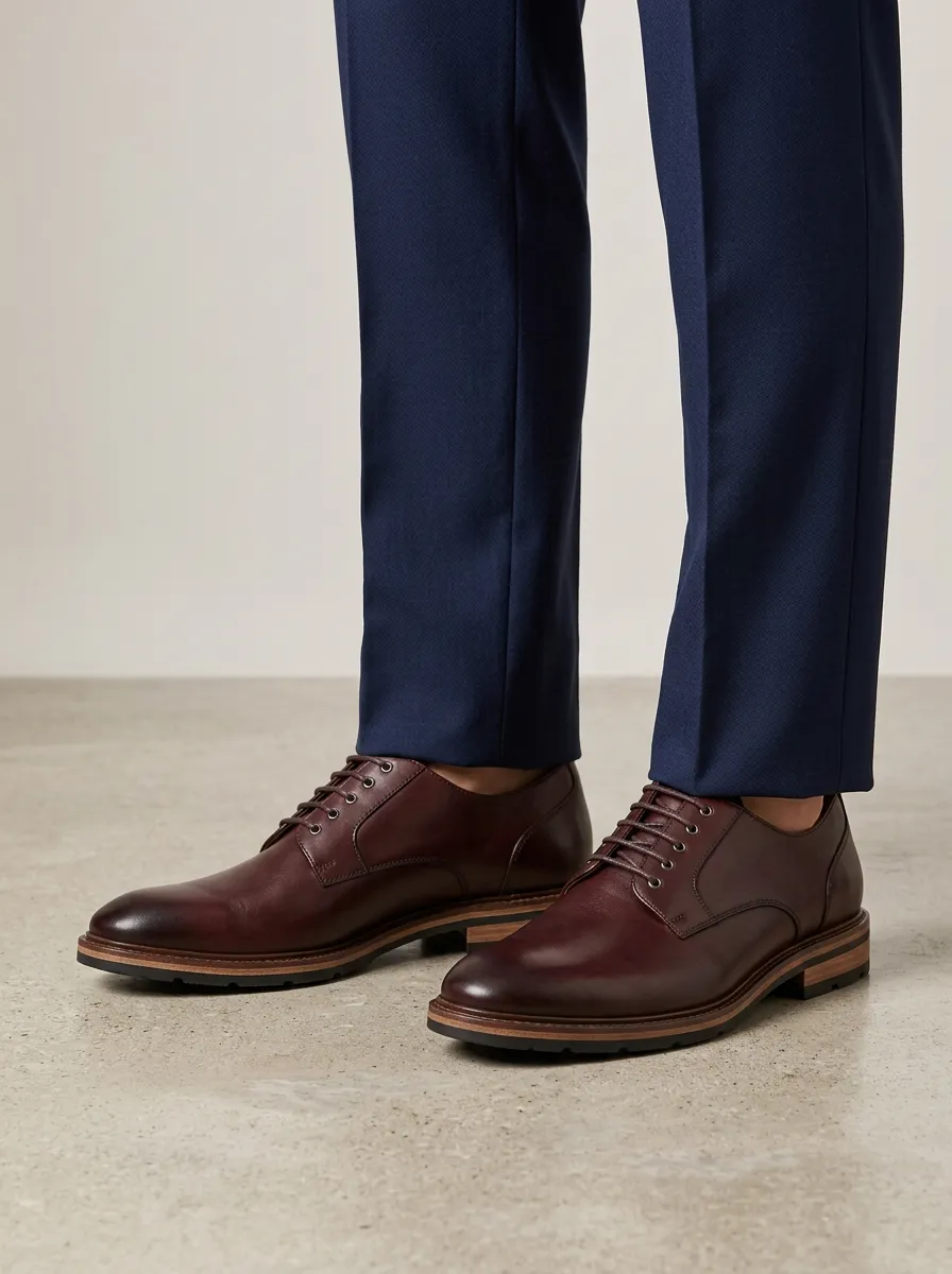 Men's Dark Brown Leather Lace-Up Oxford Shoes
