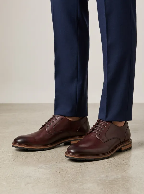 Men's Dark Brown Leather Lace-Up Oxford Shoes