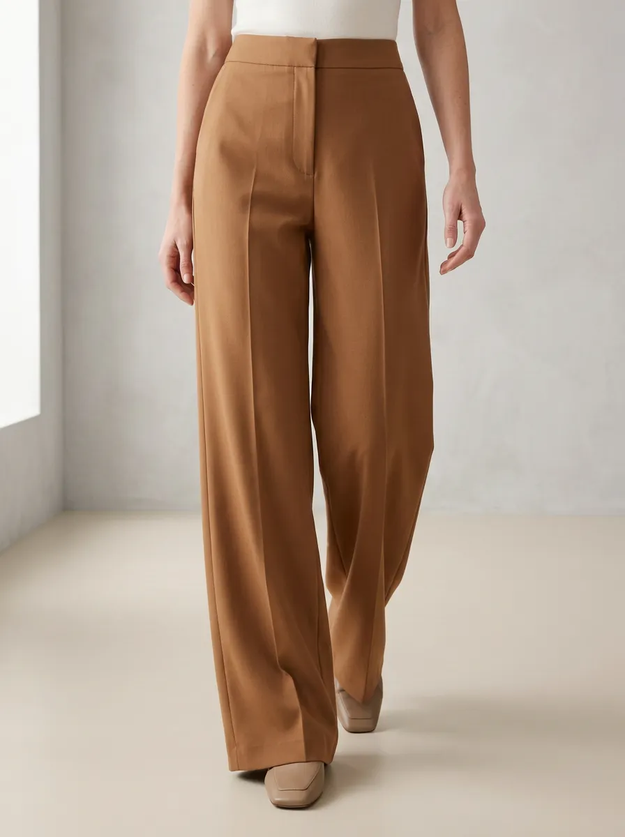 High-Rise Minimalist Casual Wide Leg Pants