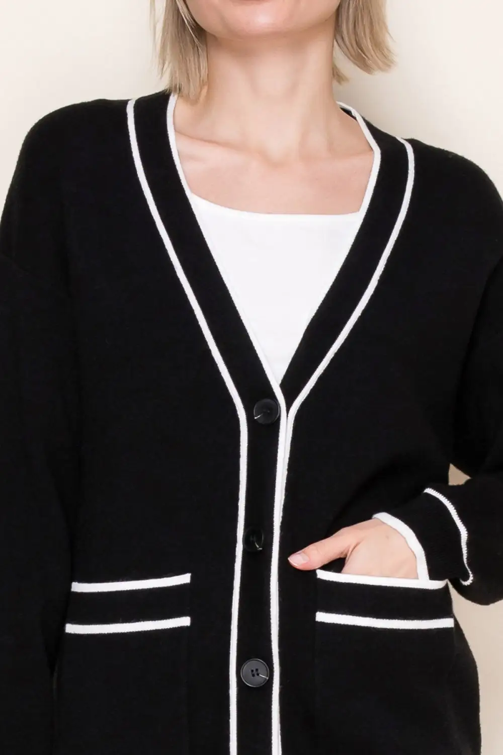 Classic Button Front Striped Cardigan