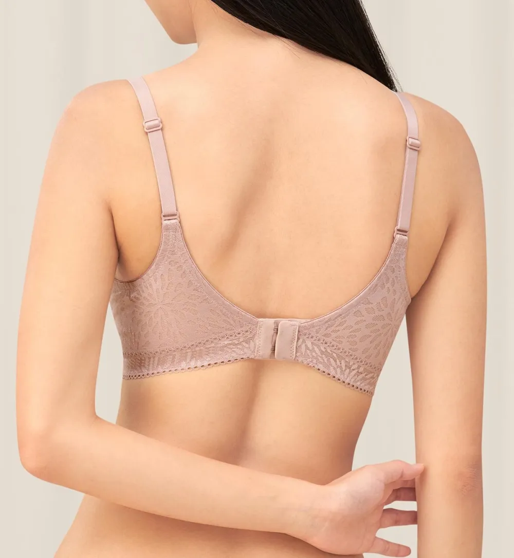 Women's Non-Wired Deep-V Push-Up Lace Spacer T-Shirt Bra