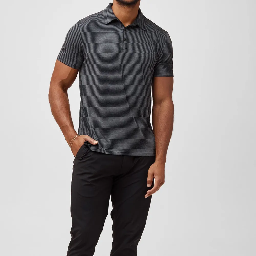 Classic Striped Performance Polo Shirt