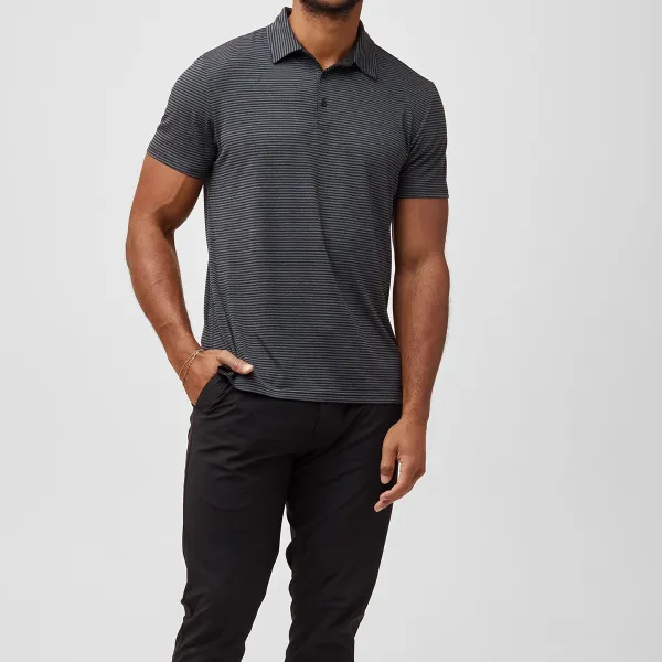 Classic Striped Performance Polo Shirt