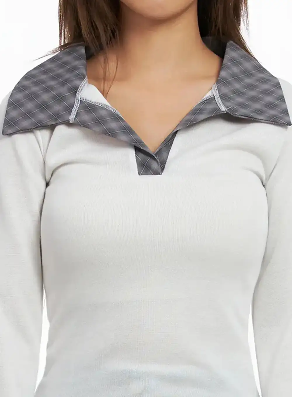 Checkered Collar Top
