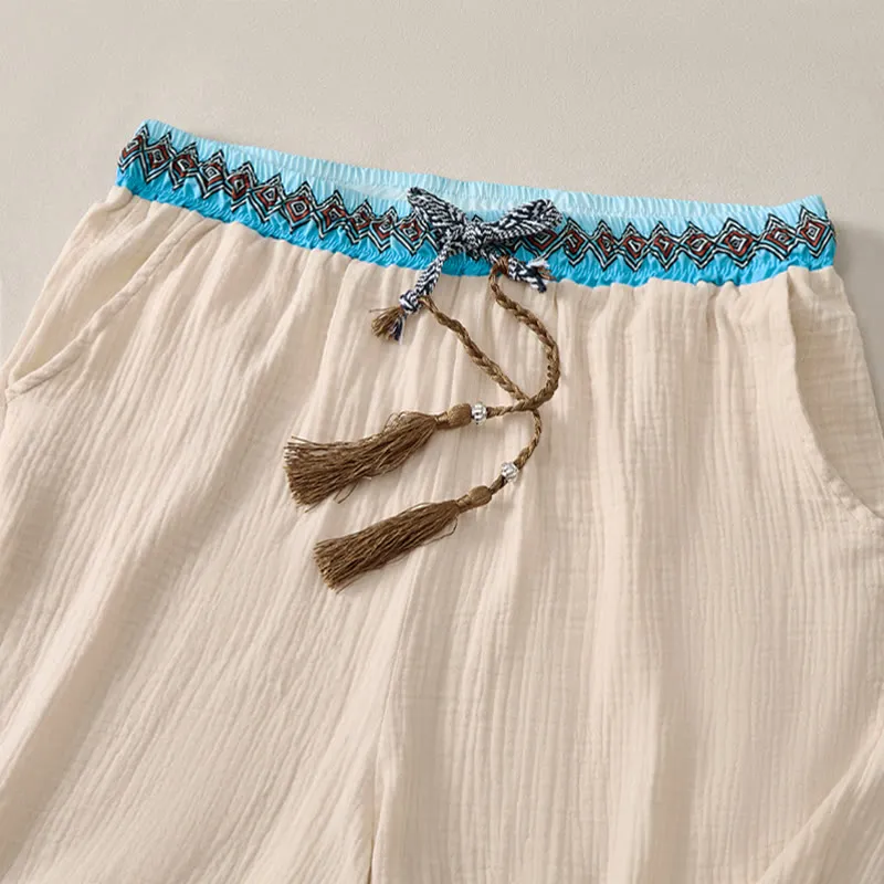 Drawstring Geometric Shorts