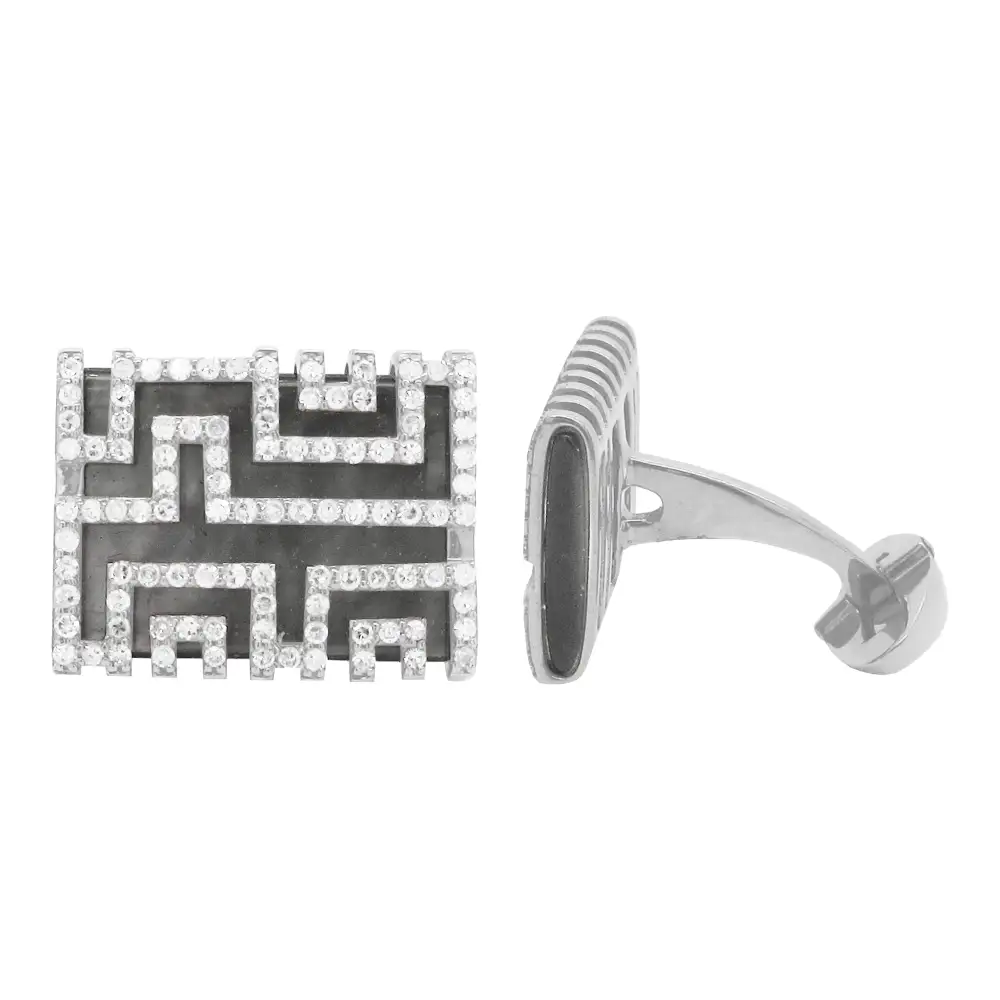 Classic Elegant Diamond Mother Of Pearl Cufflinks