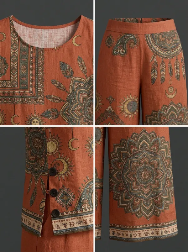 Women's Bohemian Sun Mandala Paisley Printed Sleeveless Set