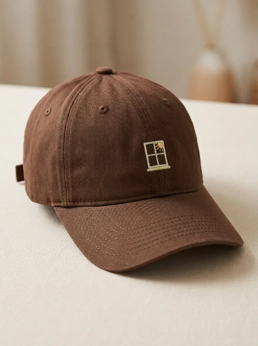 Modern Window-Motif Embroidered Unisex Baseball Cap