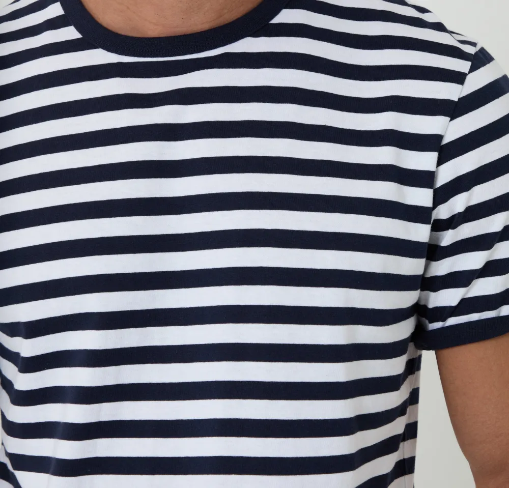 Men's Navy Stripe Cotton Ringer T-Shirt