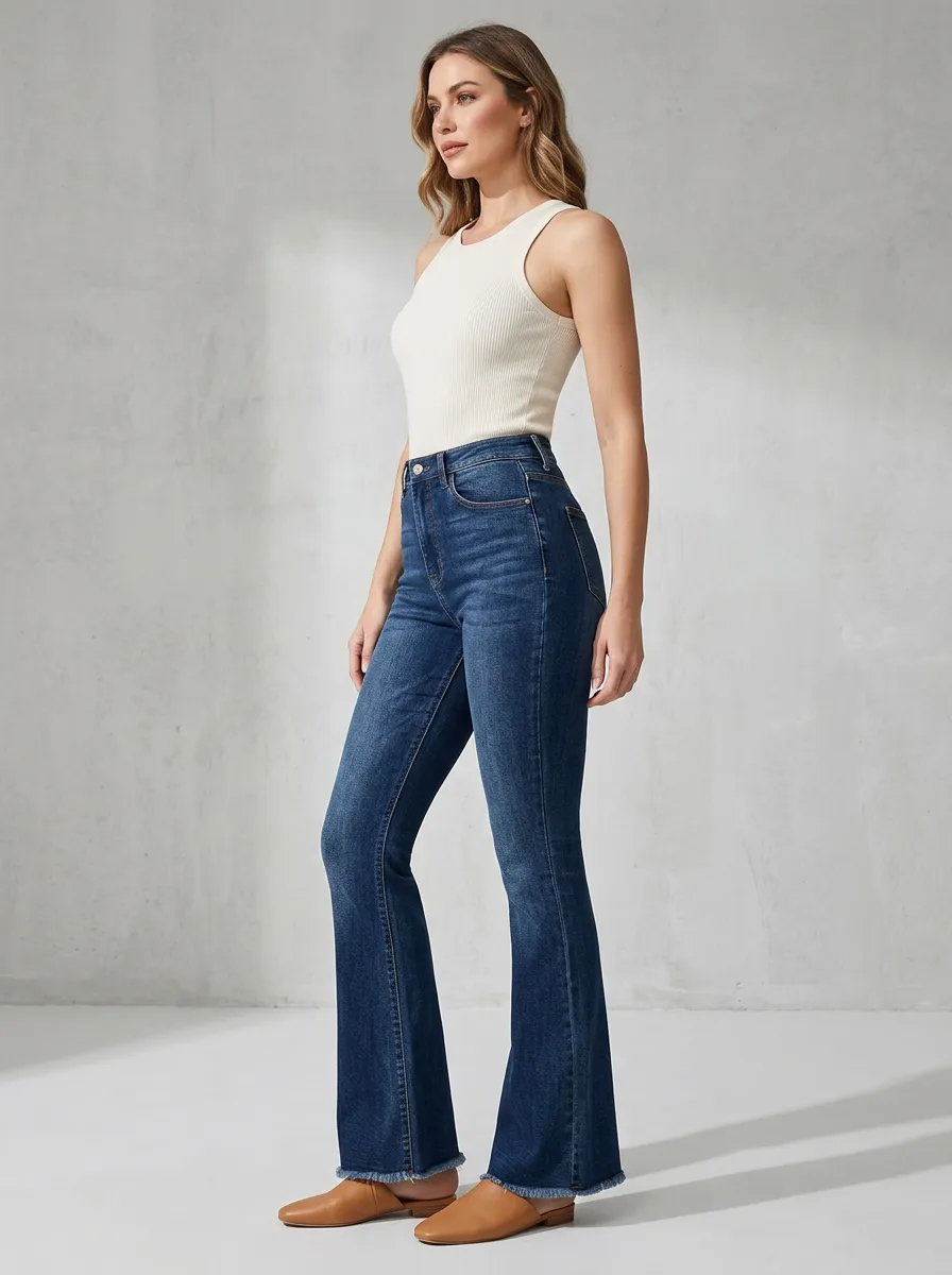 Women's Graphic Print High Rise Flare Jeans