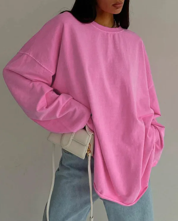 Long Sleeve Round Neck Relaxed T-Shirt