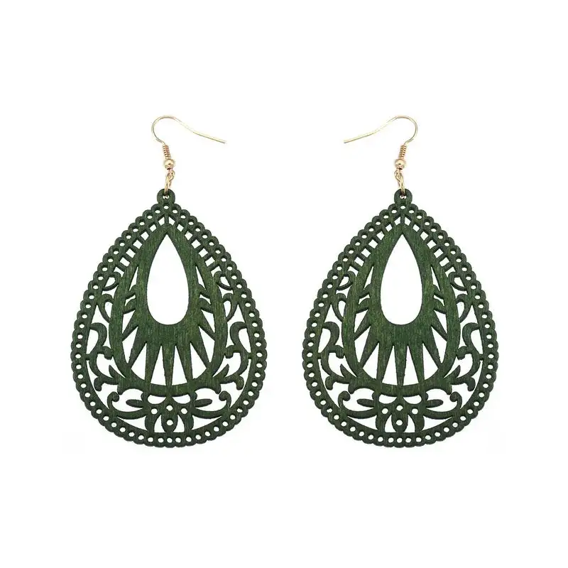 Everyday Wooden Retro Teardrop Earrings
