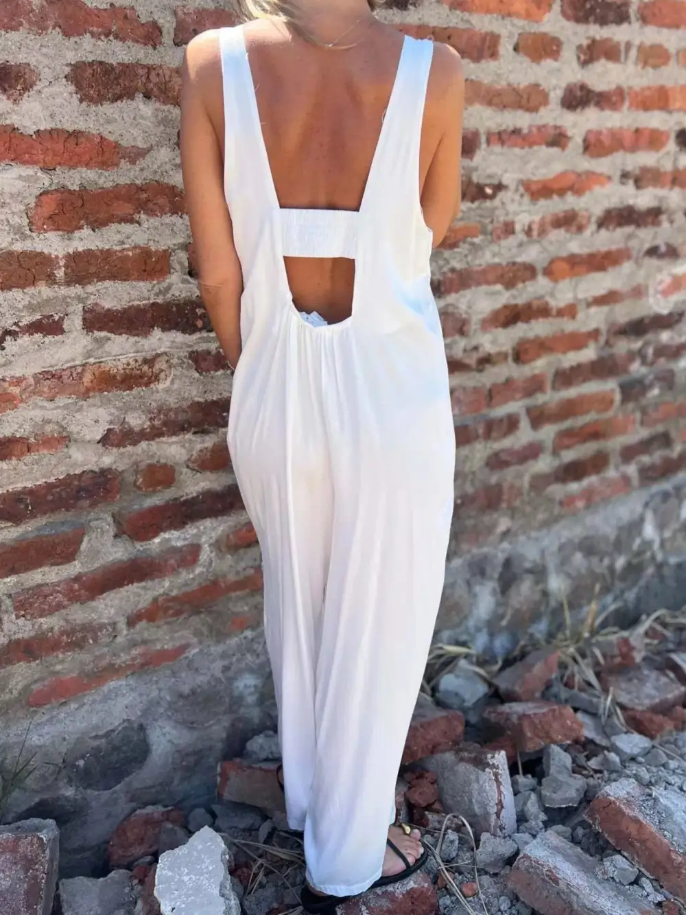 Plus Size Button Front Wide Leg Jumpsuit