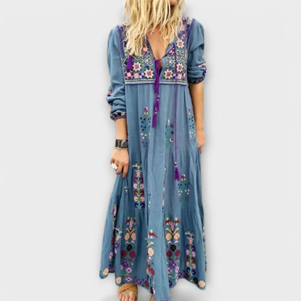 Linen Boho Maxi Dress