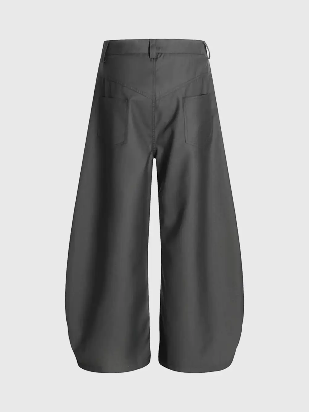 Curved-Cut Button-Detail Pants