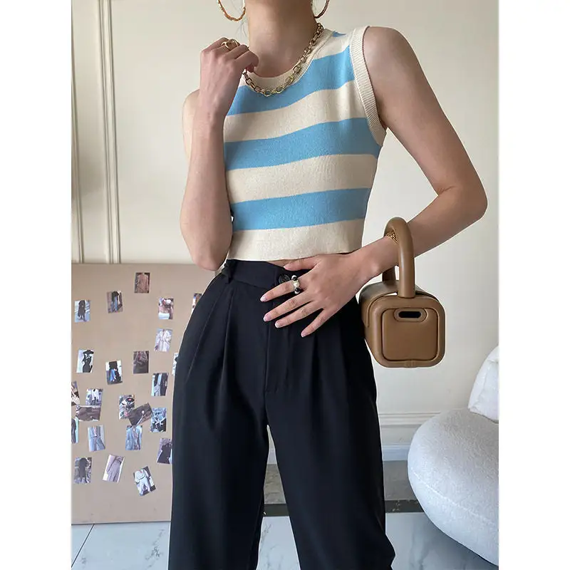 Versatile Wide Stripe Knit Vest