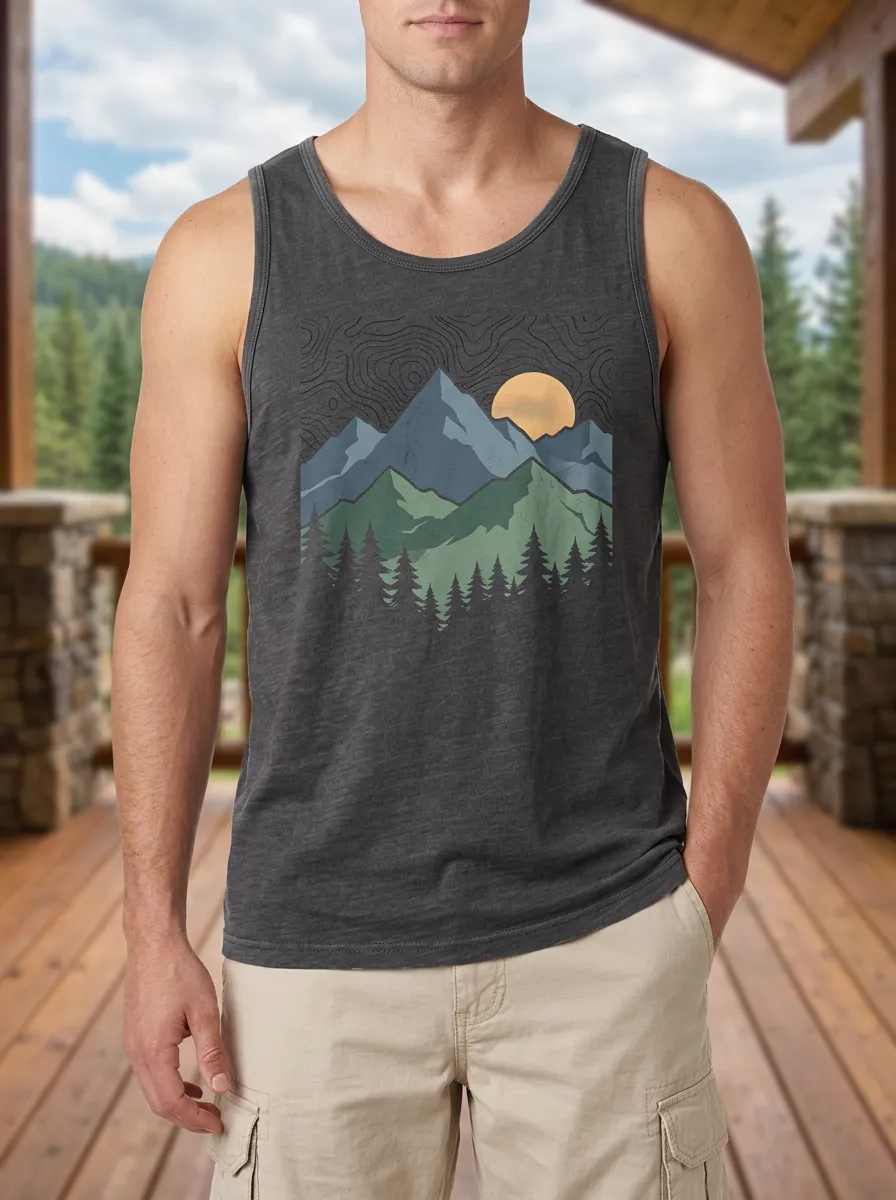 Men's Outdoor Nature Mountain Sunset Tank Top