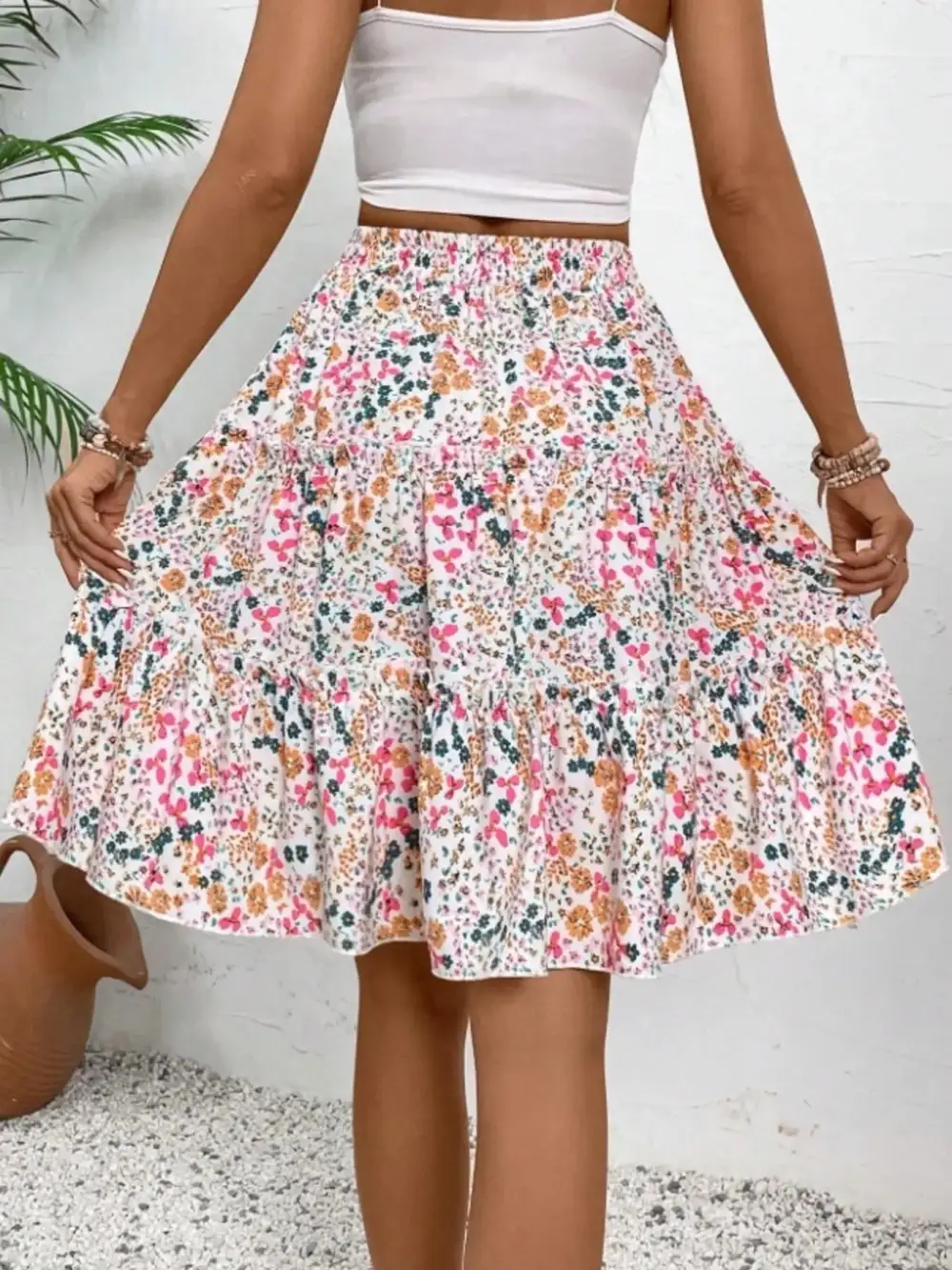 Everyday Floral Print Midi Skirt